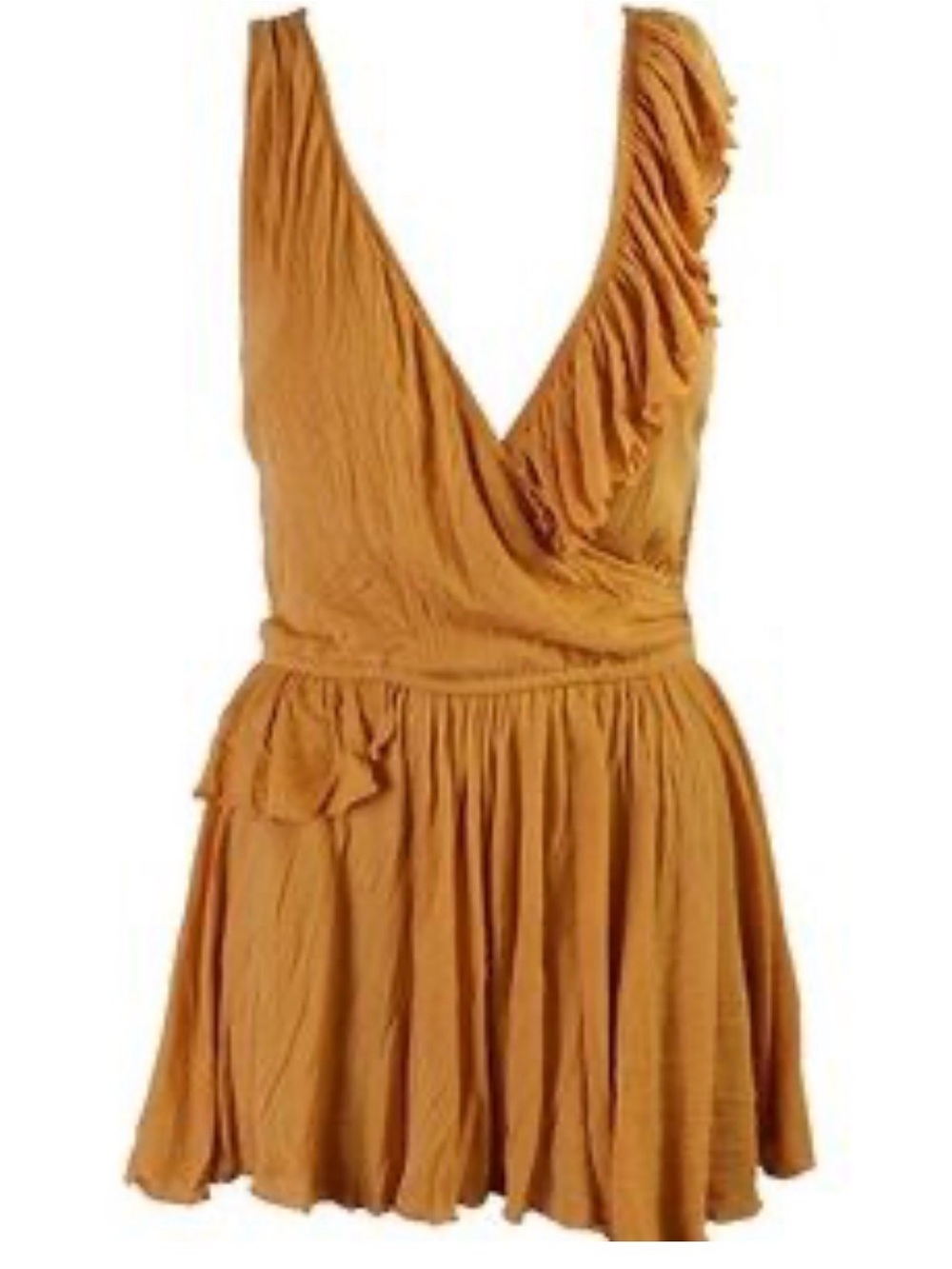 Free People Mustard Yellow Ruffled Tank Dress